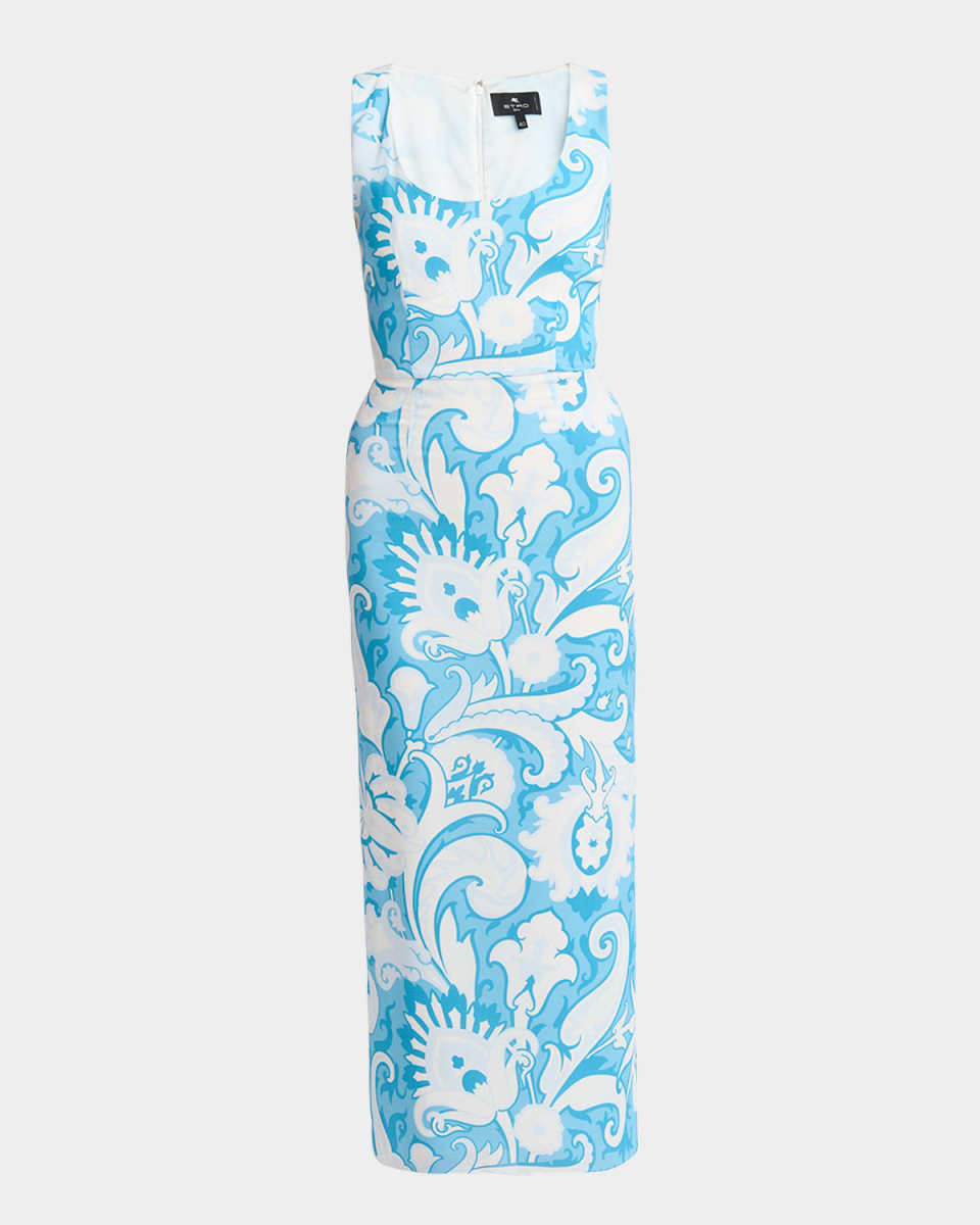 Summer Paisley Silk Twill Midi Dress